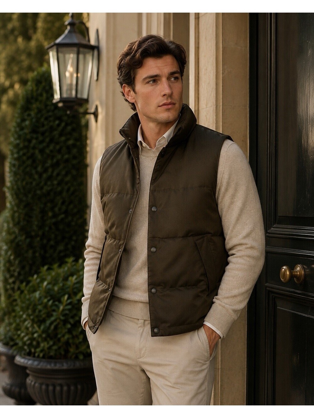 Banana Republic Men’s Small Primaloft Puffer Vest Brown Brown Quilted Outdoor